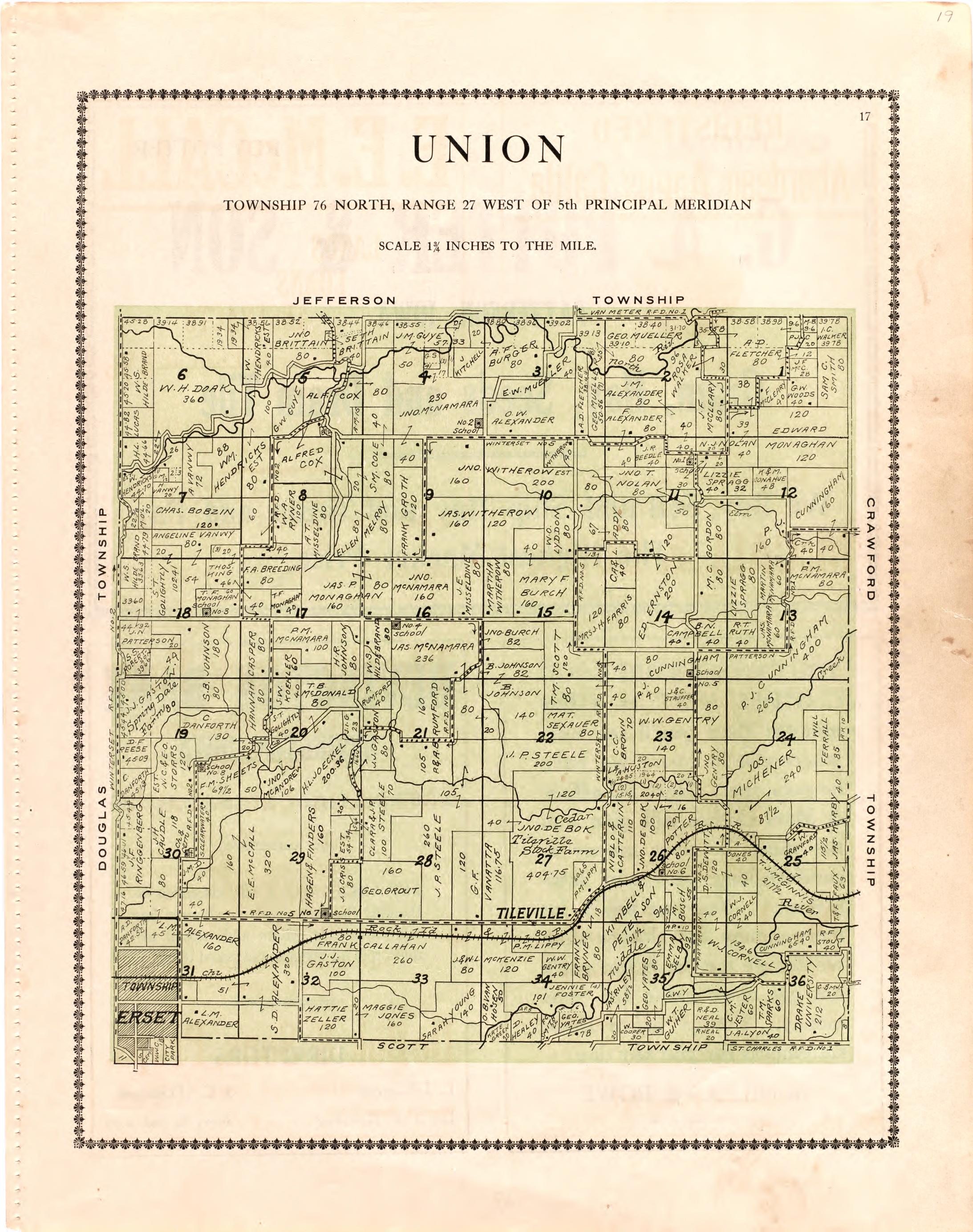 Union from Atlas of Madison County, Iowa 1912 by Relic Map Company