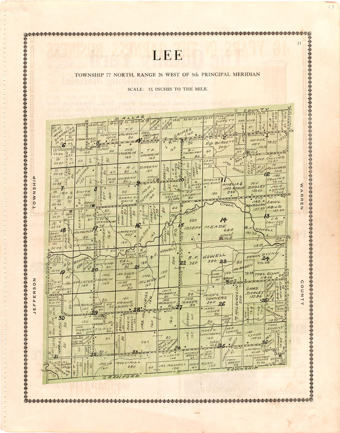 Lee from Atlas of Madison County, Iowa 1912 by Relic Map Company
