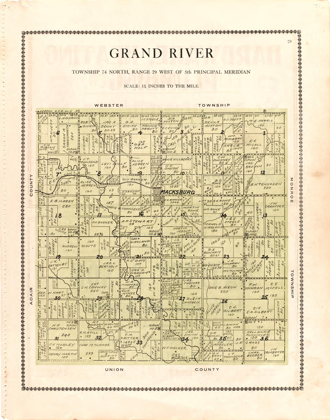 Grand River from Atlas of Madison County, Iowa 1912 by Relic Map Company