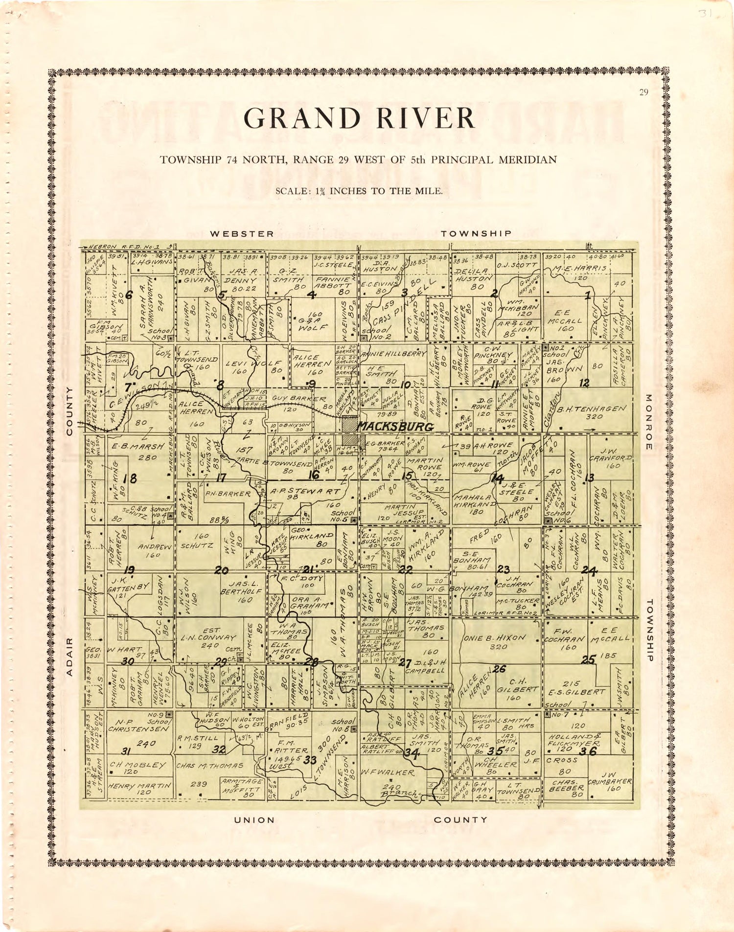 Grand River from Atlas of Madison County, Iowa 1912 by Relic Map Company