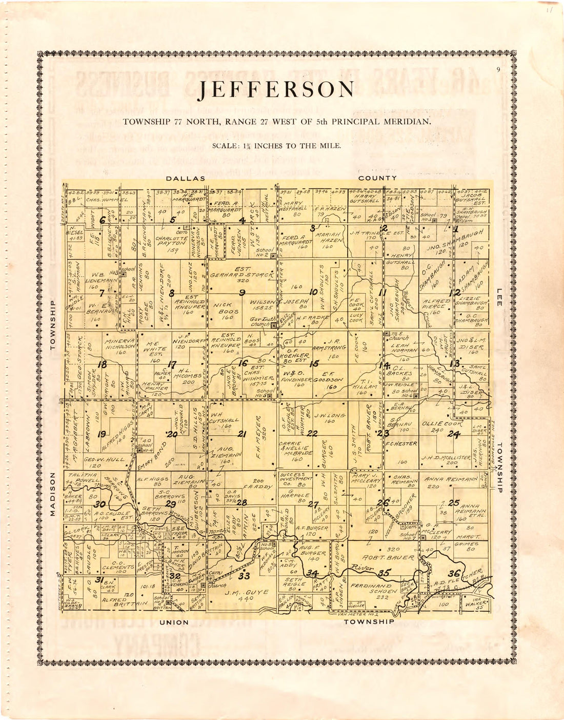 Jefferson from Atlas of Madison County, Iowa 1912 by Relic Map Company