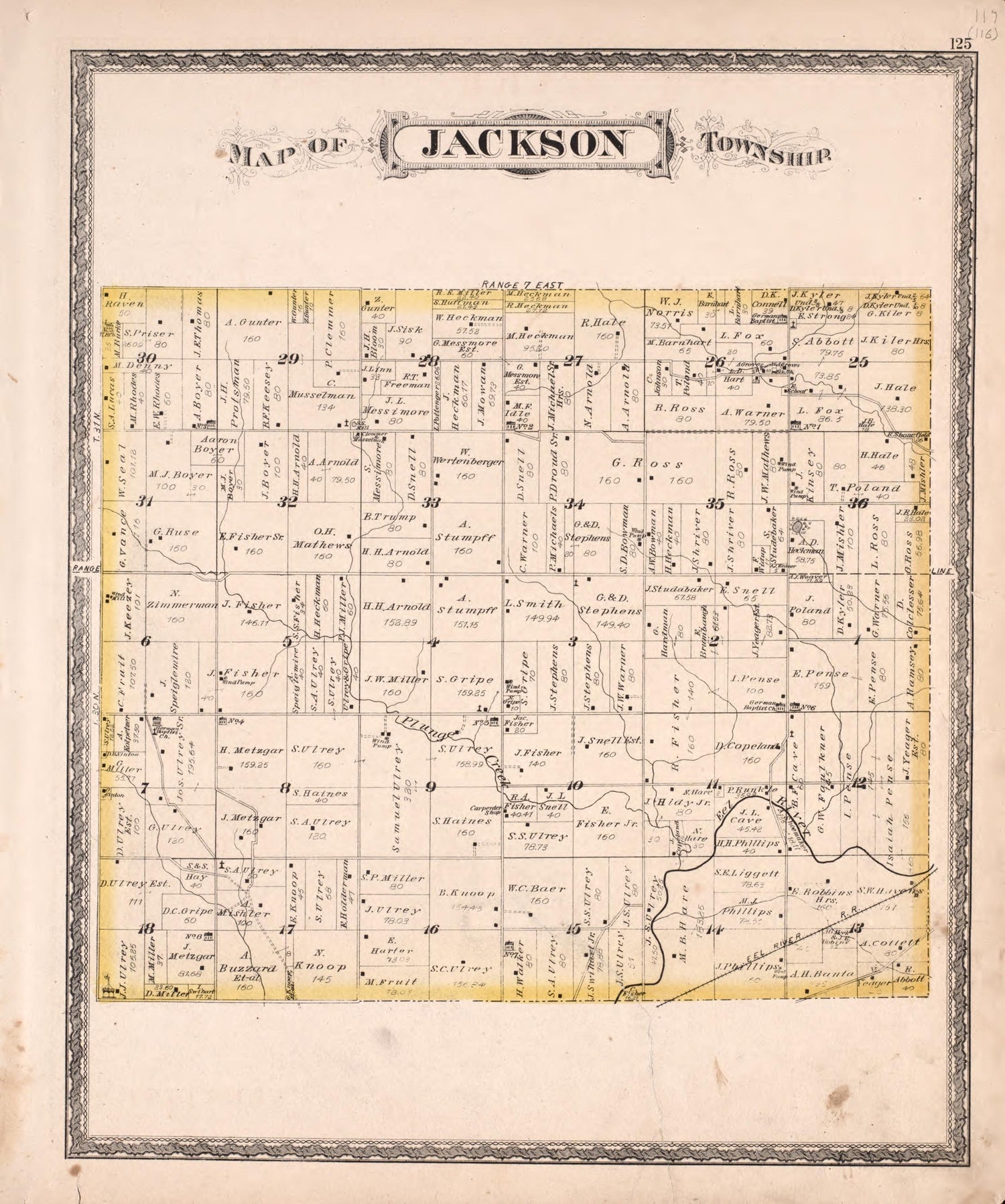 Jackson Township from Combination Atlas Map of Kosciusko County, Indiana 1879 by Relic Map Company