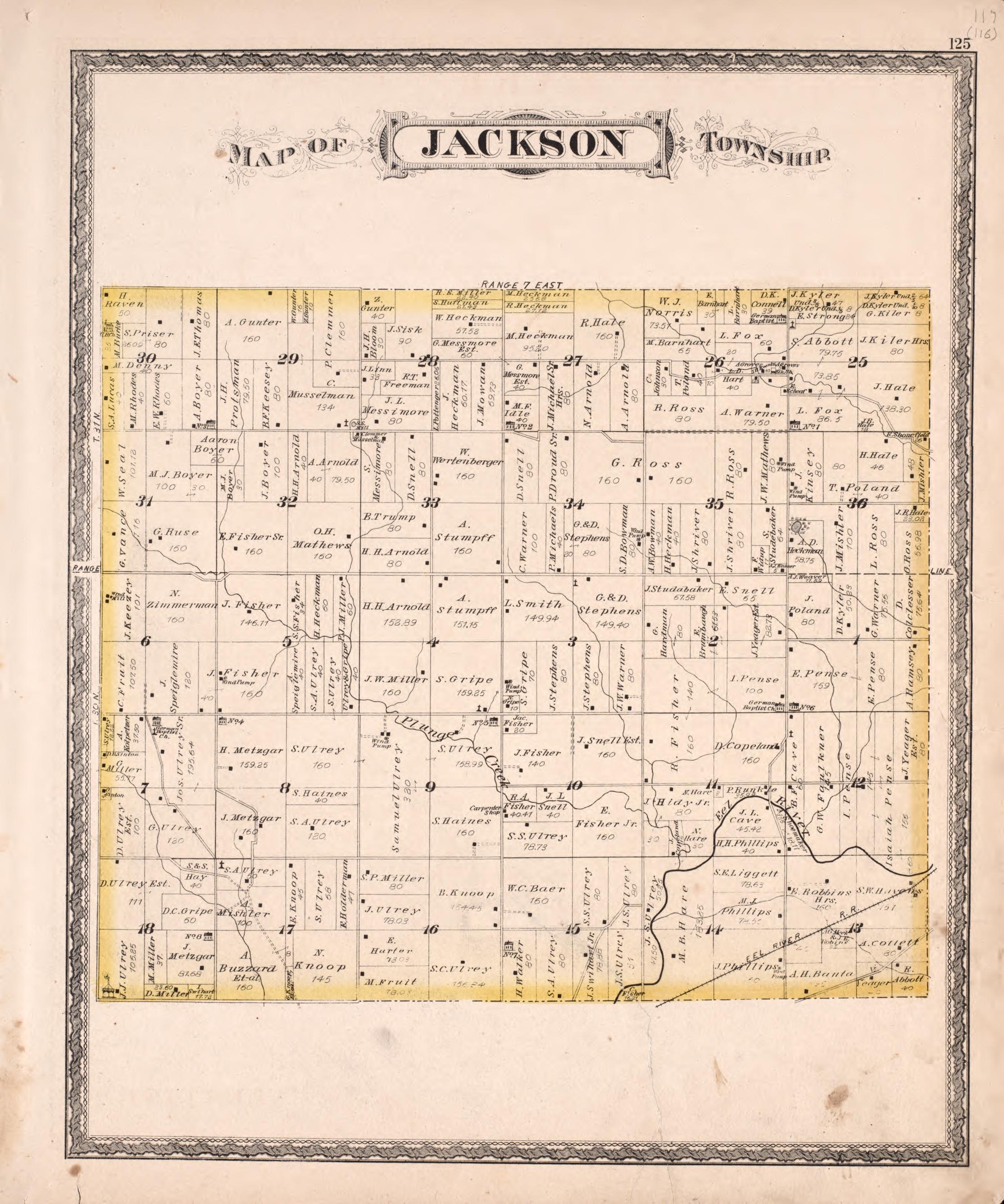 Jackson Township from Combination Atlas Map of Kosciusko County, Indiana 1879 by Relic Map Company