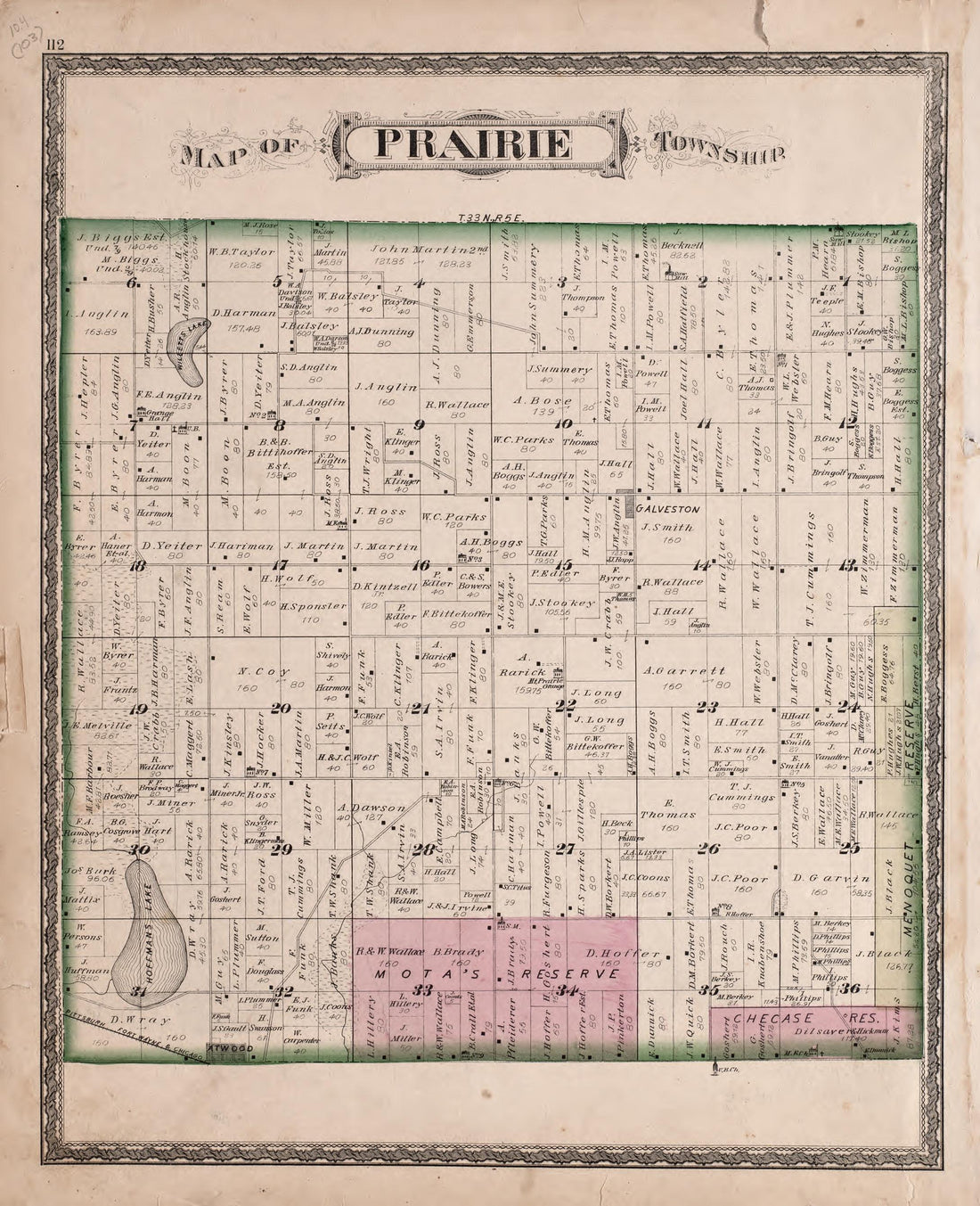 Prairie Township from Combination Atlas Map of Kosciusko County, Indiana 1879 by Relic Map Company
