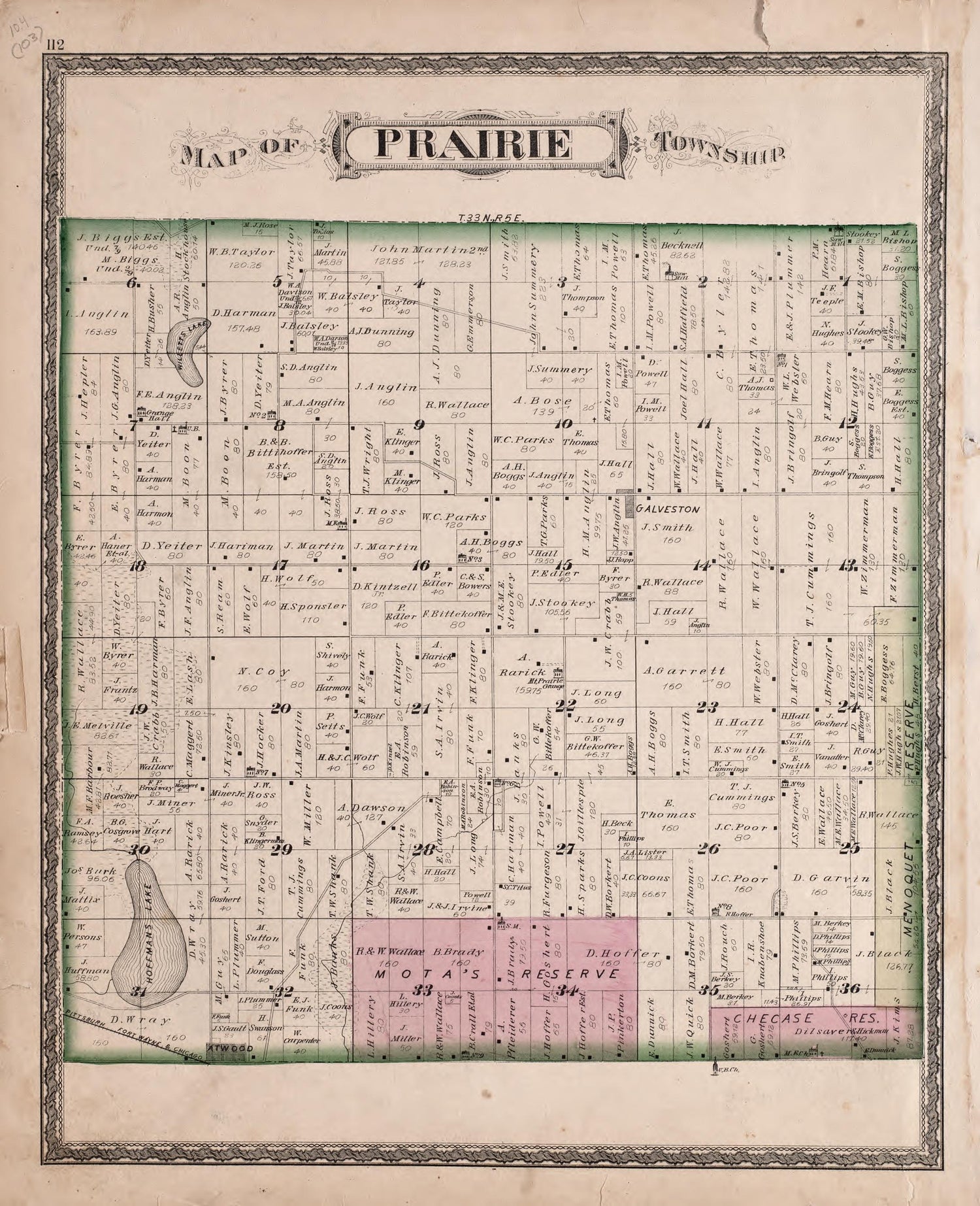 Prairie Township from Combination Atlas Map of Kosciusko County, Indiana 1879 by Relic Map Company