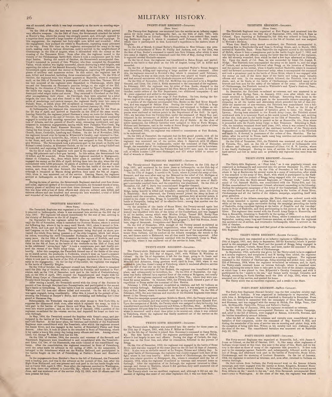 Military History (continued) from Combination Atlas Map of Kosciusko County, Indiana 1879 by Relic Map Company