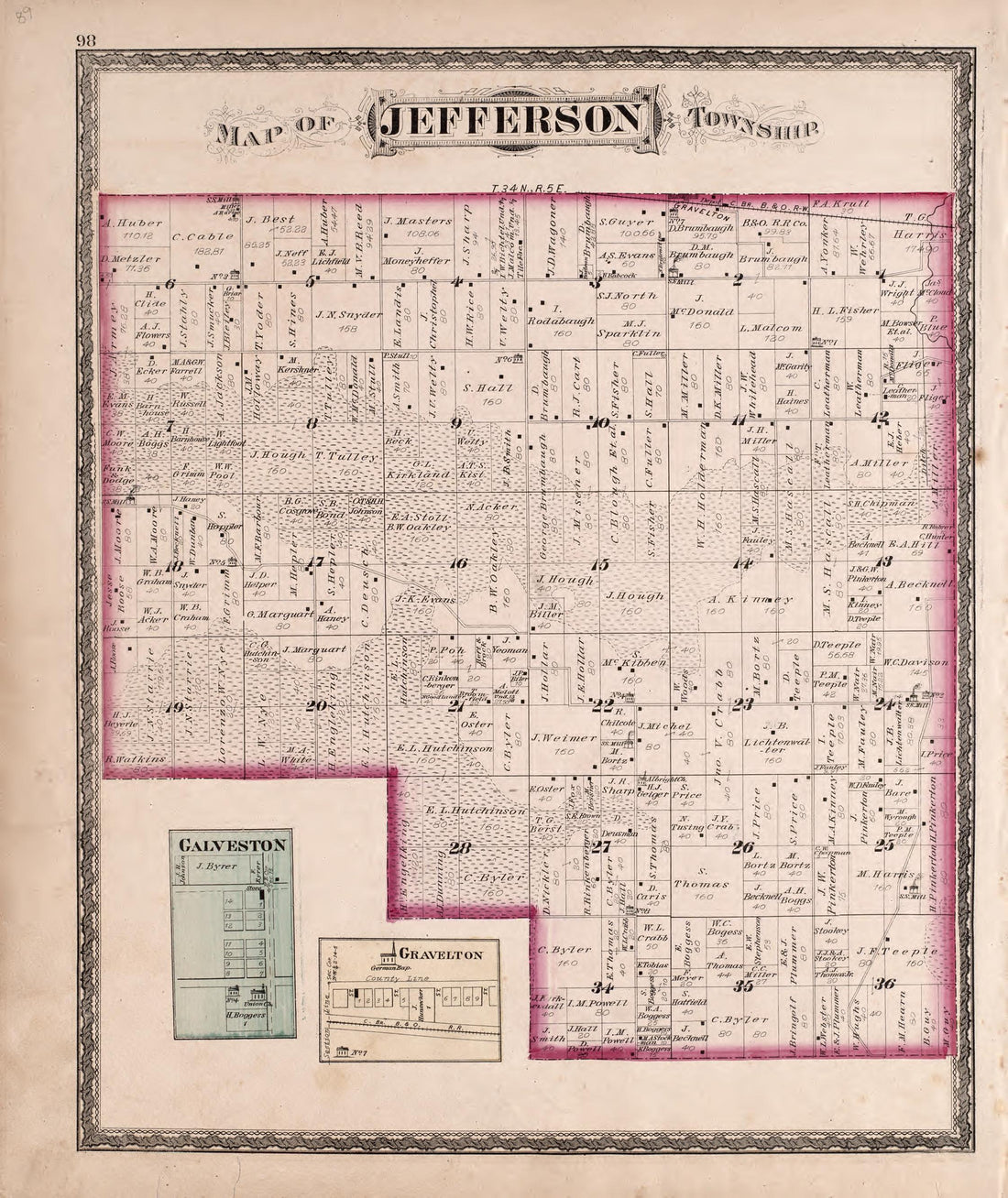 Jefferson Township from Combination Atlas Map of Kosciusko County, Indiana 1879 by Relic Map Company
