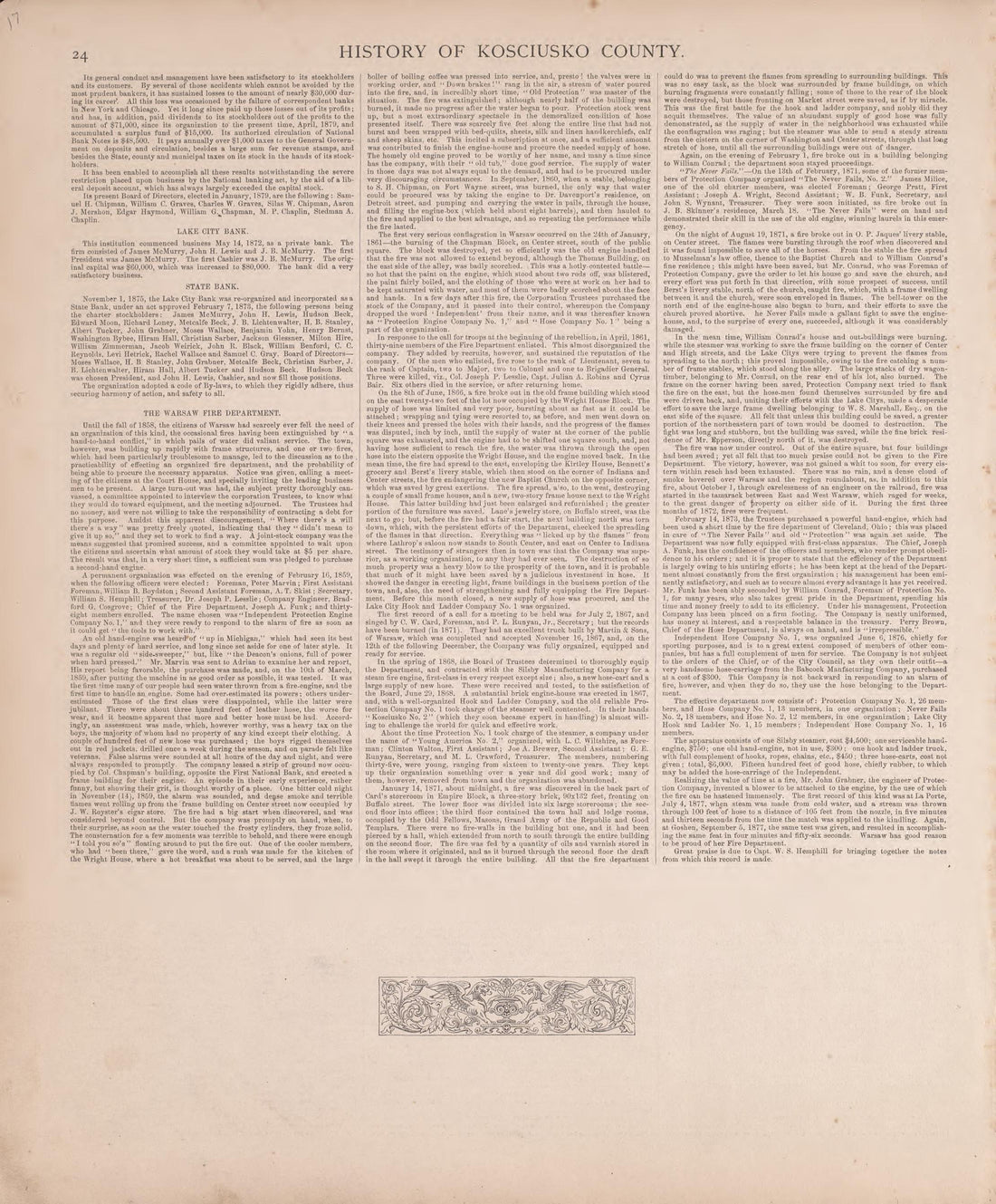 History of Kosciusko County (continued) from Combination Atlas Map of Kosciusko County, Indiana 1879 by Relic Map Company