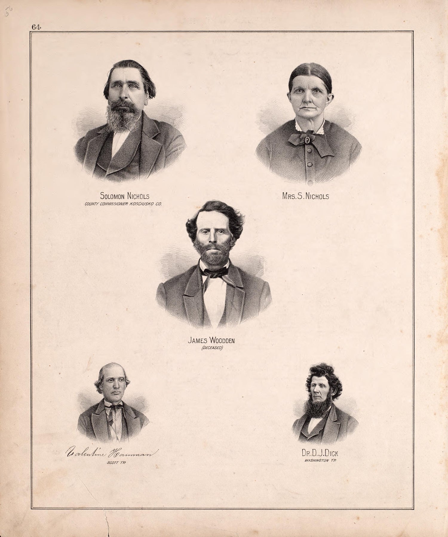 Old Settlers of Kosciusko County, Indianda (continued) from Combination Atlas Map of Kosciusko County, Indiana 1879 by Relic Map Company