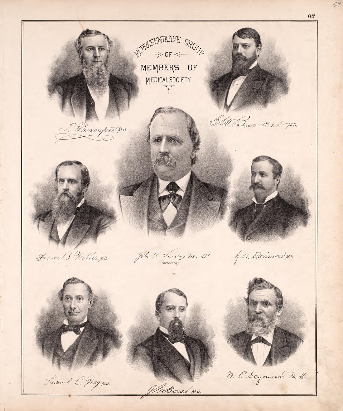 Representative Group of Members of Medical Society from Combination Atlas Map of Kosciusko County, Indiana 1879 by Relic Map Company
