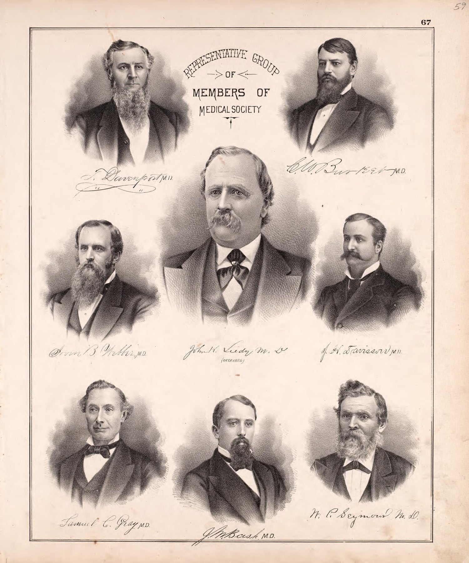 Representative Group of Members of Medical Society from Combination Atlas Map of Kosciusko County, Indiana 1879 by Relic Map Company