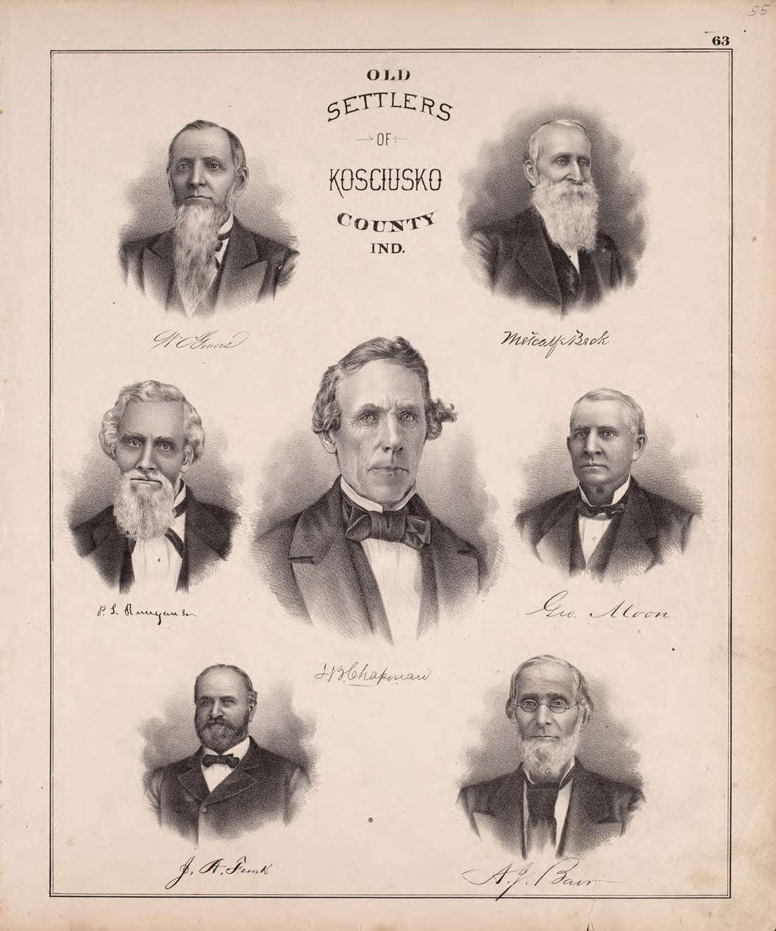 Old Settlers of Kosciusko County, Indianda from Combination Atlas Map of Kosciusko County, Indiana 1879 by Relic Map Company