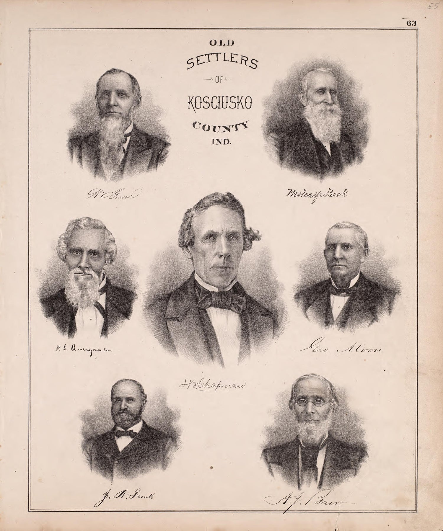 Old Settlers of Kosciusko County, Indianda from Combination Atlas Map of Kosciusko County, Indiana 1879 by Relic Map Company