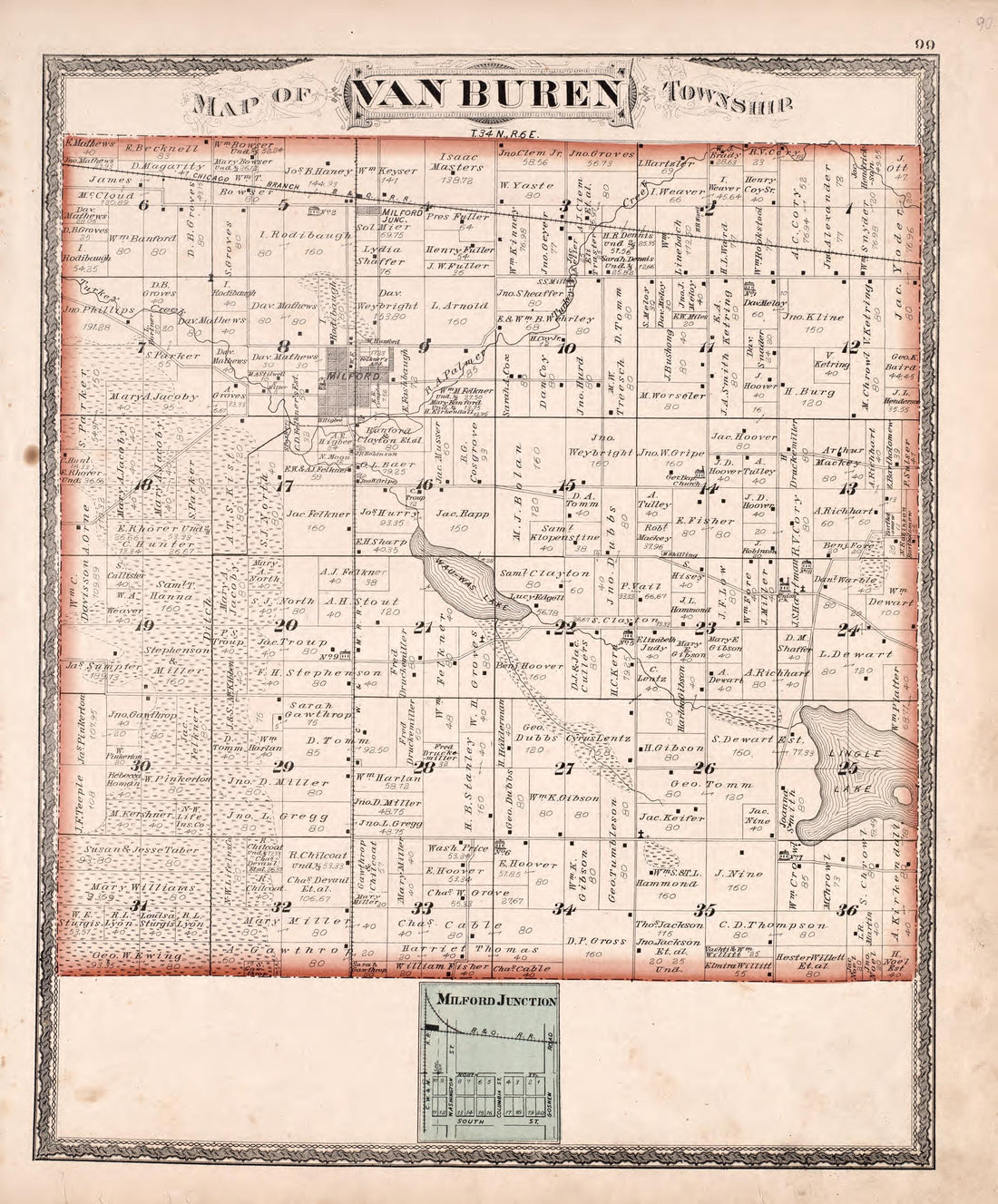 Van Buren Township from Combination Atlas Map of Kosciusko County, Indiana 1879 by Relic Map Company