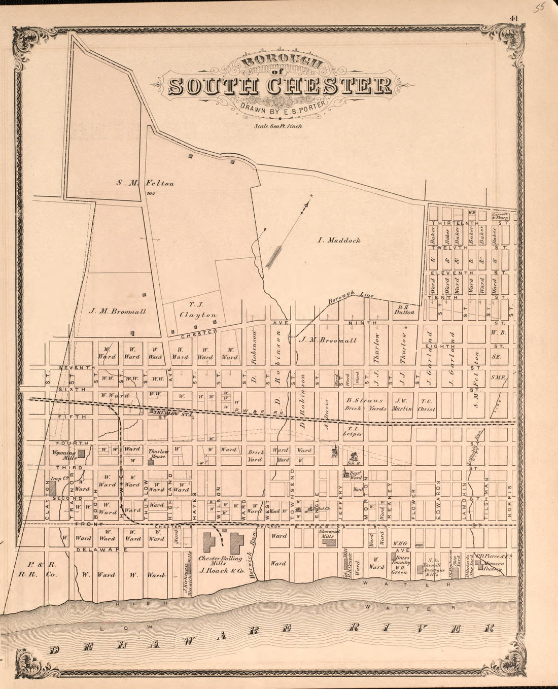 South Chester from Combination Atlas Map of Delaware County, Pennsylvania 1875 by Relic Map Company