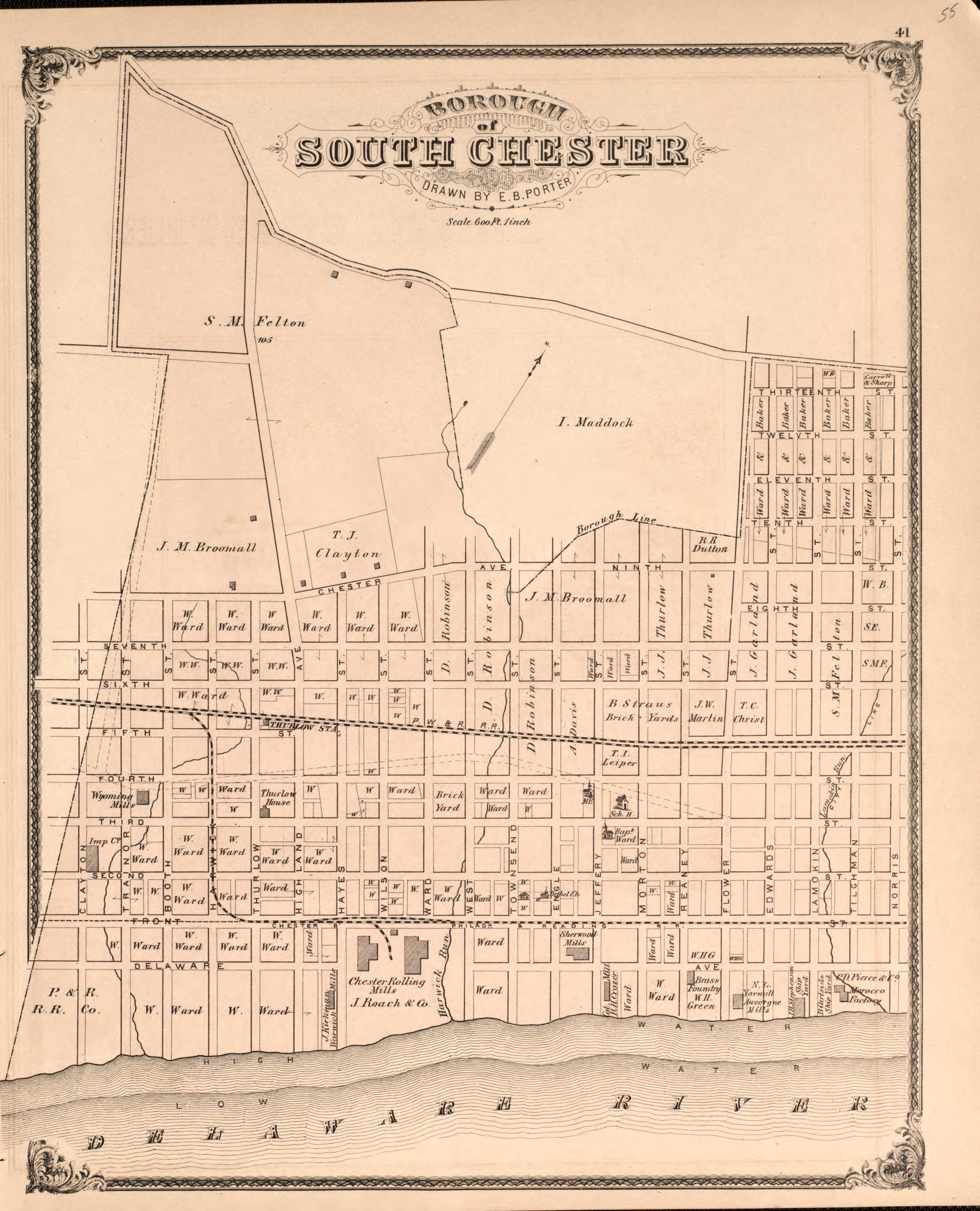 South Chester from Combination Atlas Map of Delaware County, Pennsylvania 1875 by Relic Map Company