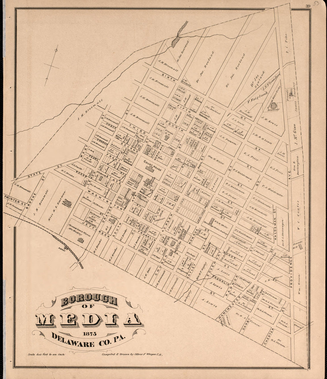 Media from Combination Atlas Map of Delaware County, Pennsylvania 1875 by Relic Map Company