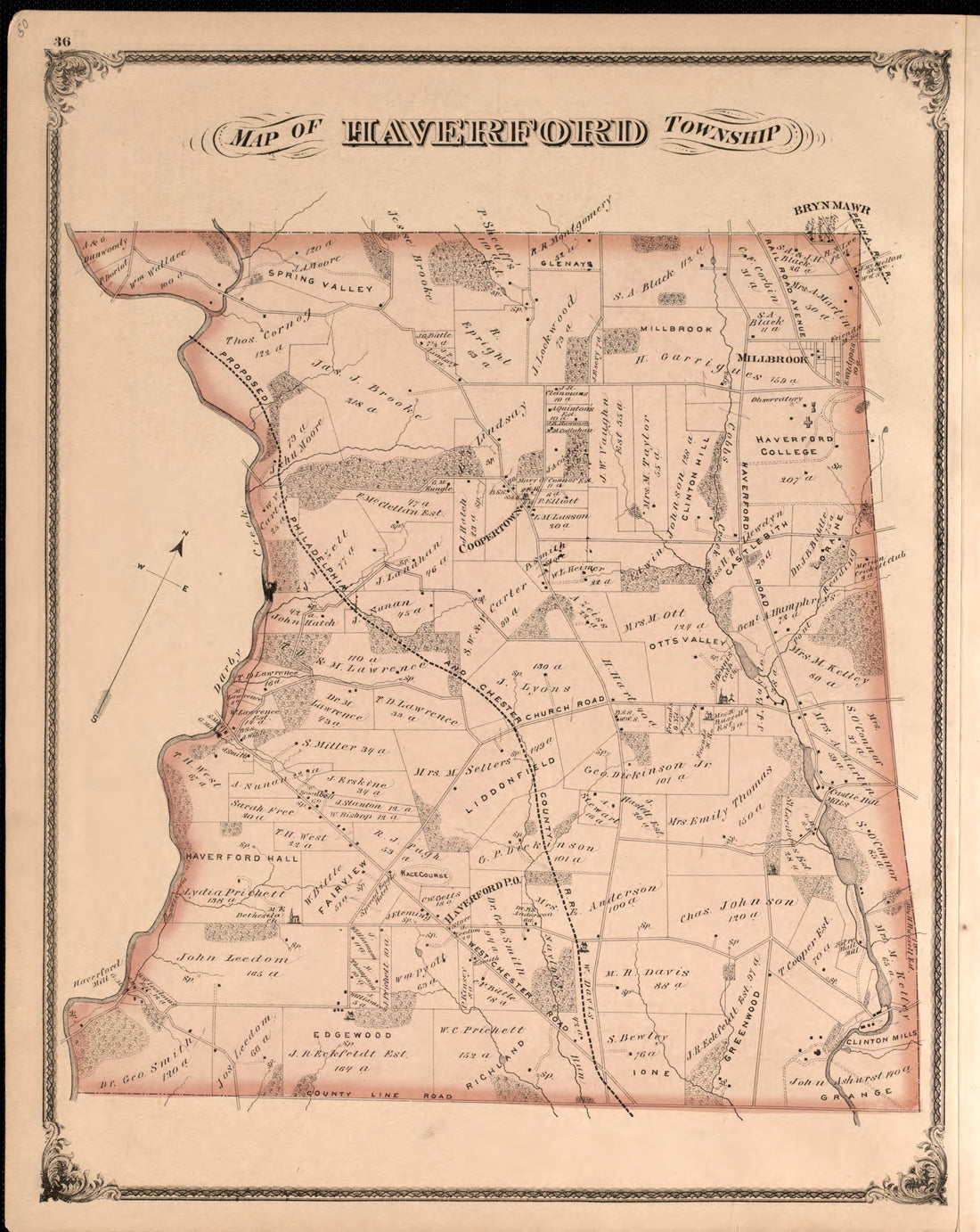 Haverford Township from Combination Atlas Map of Delaware County, Pennsylvania 1875 by Relic Map Company