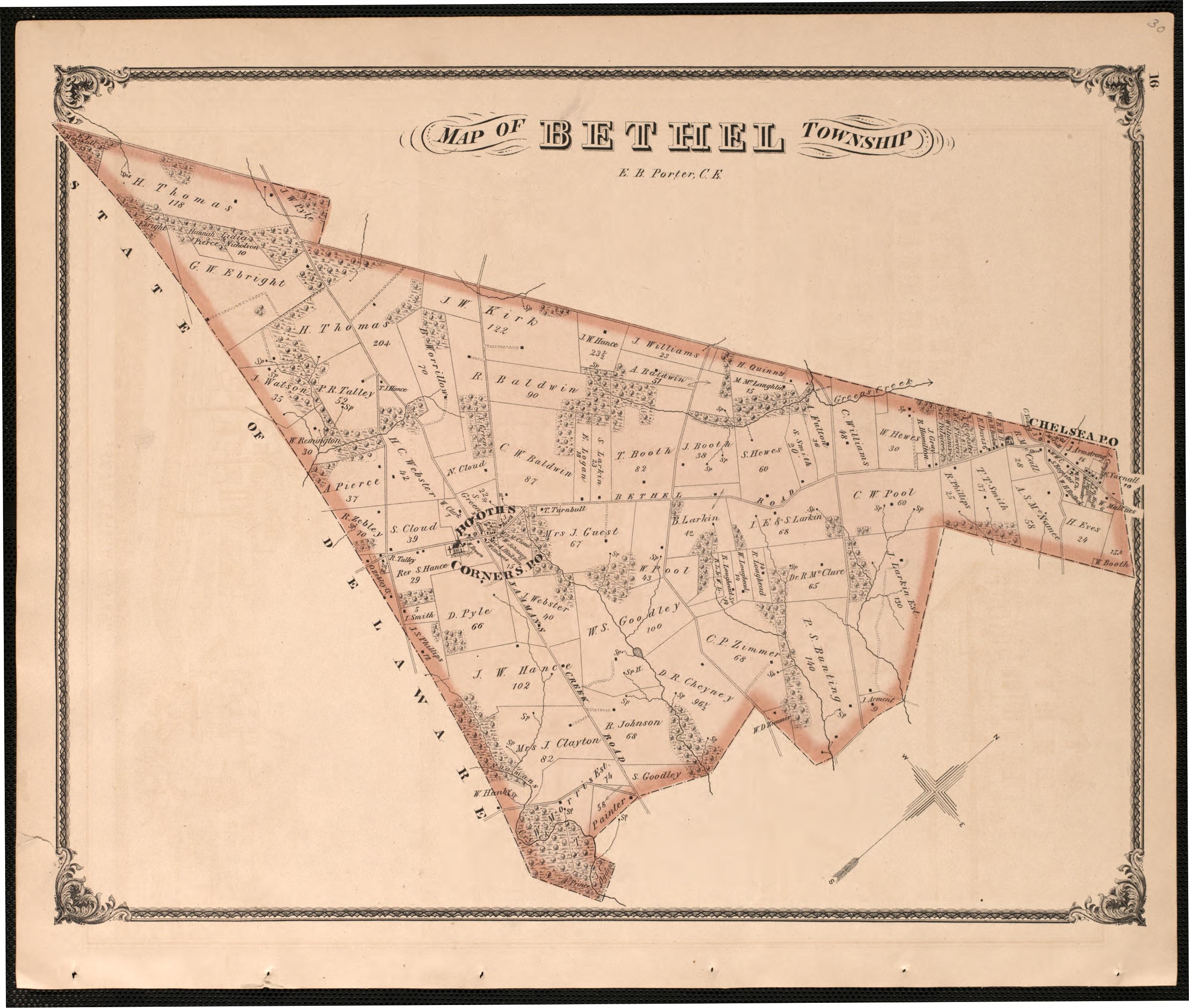 Illustration of Bethel Township from Combination Atlas Map of Delaware County, Pennsylvania 1875 by Relic Map Company