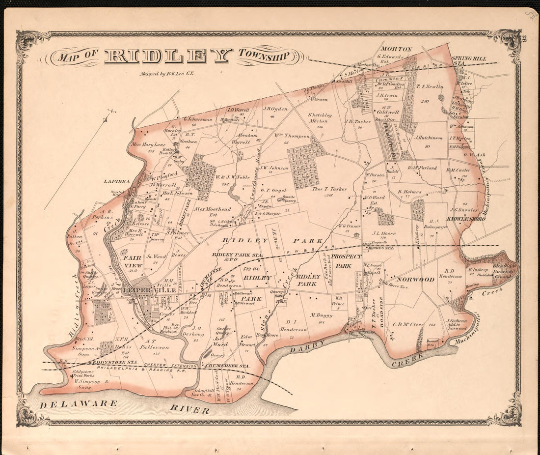 Ridley Township from Combination Atlas Map of Delaware County, Pennsylvania 1875 by Relic Map Company