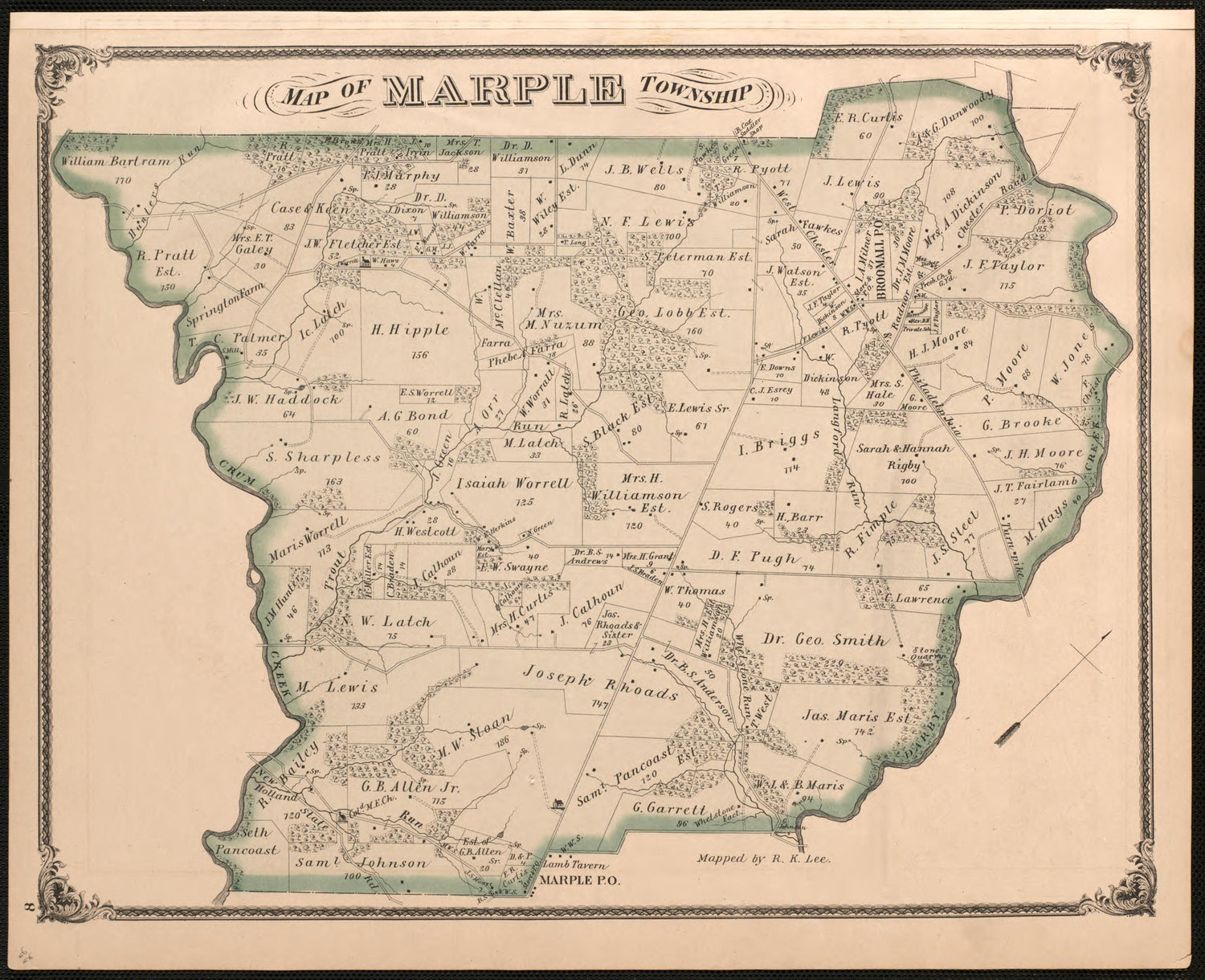 Illustration of Marple Township from Combination Atlas Map of Delaware County, Pennsylvania 1875 by Relic Map Company
