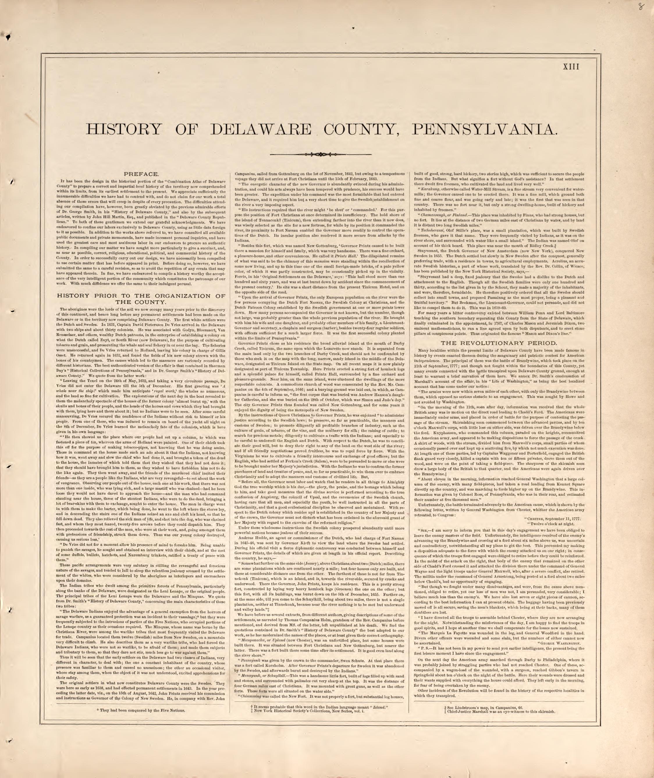 History of Delaware County, Pennsylvania from Combination Atlas Map of Delaware County, Pennsylvania 1875 by Relic Map Company