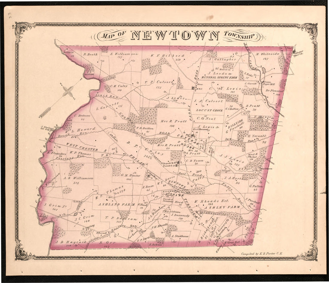 Newton Township from Combination Atlas Map of Delaware County, Pennsylvania 1875 by Relic Map Company