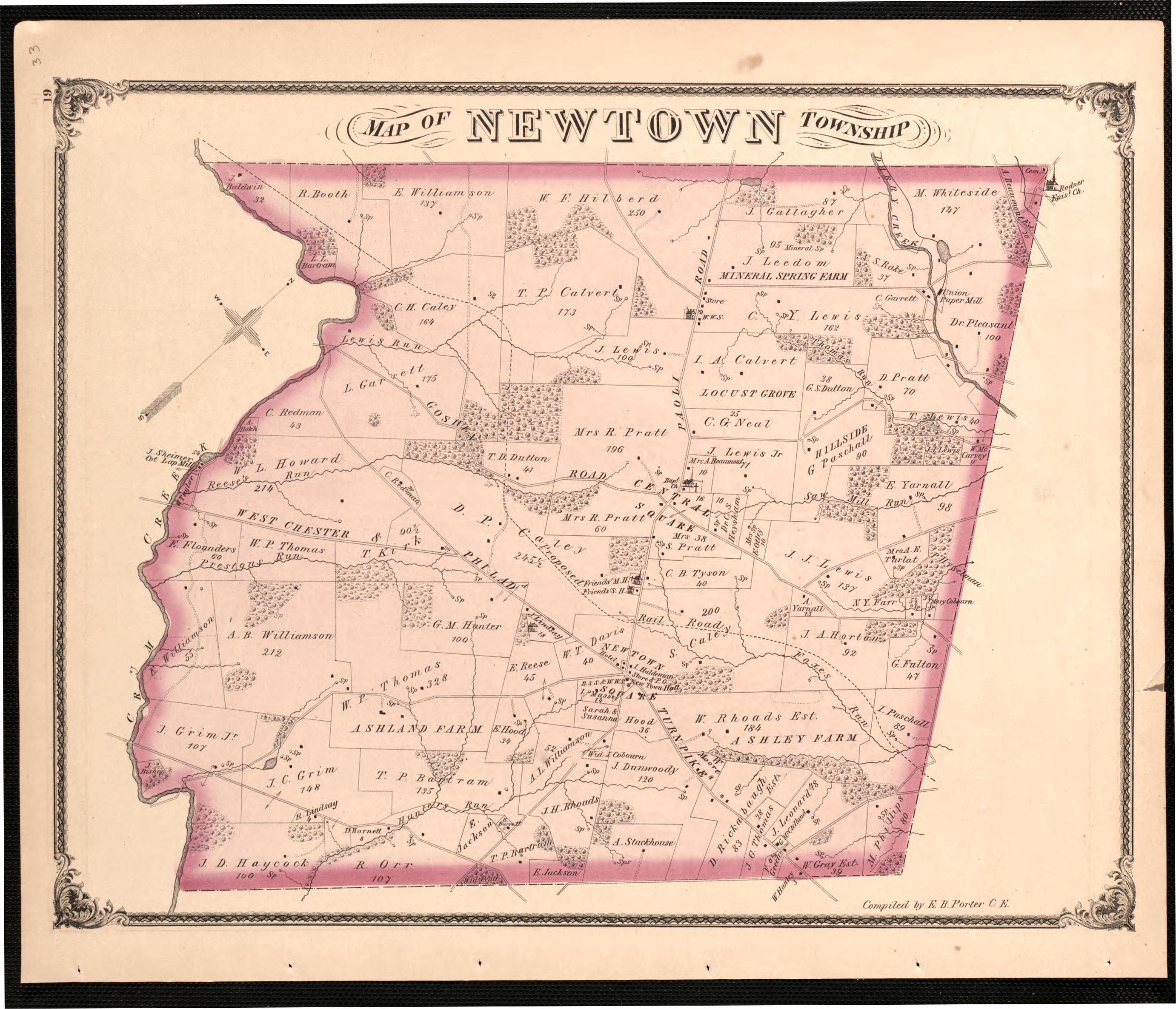 Newton Township from Combination Atlas Map of Delaware County, Pennsylvania 1875 by Relic Map Company