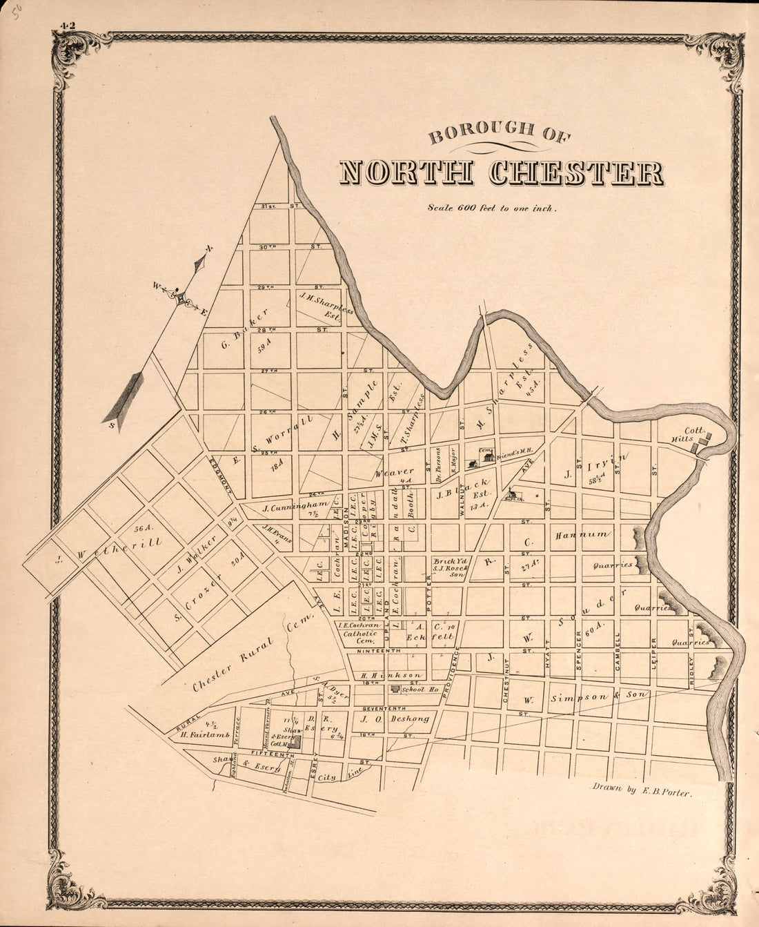North Chester from Combination Atlas Map of Delaware County, Pennsylvania 1875 by Relic Map Company