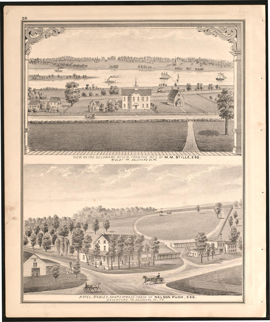 Illustrations of Stille/ Pugh from Combination Atlas Map of Delaware County, Pennsylvania 1875 by Relic Map Company