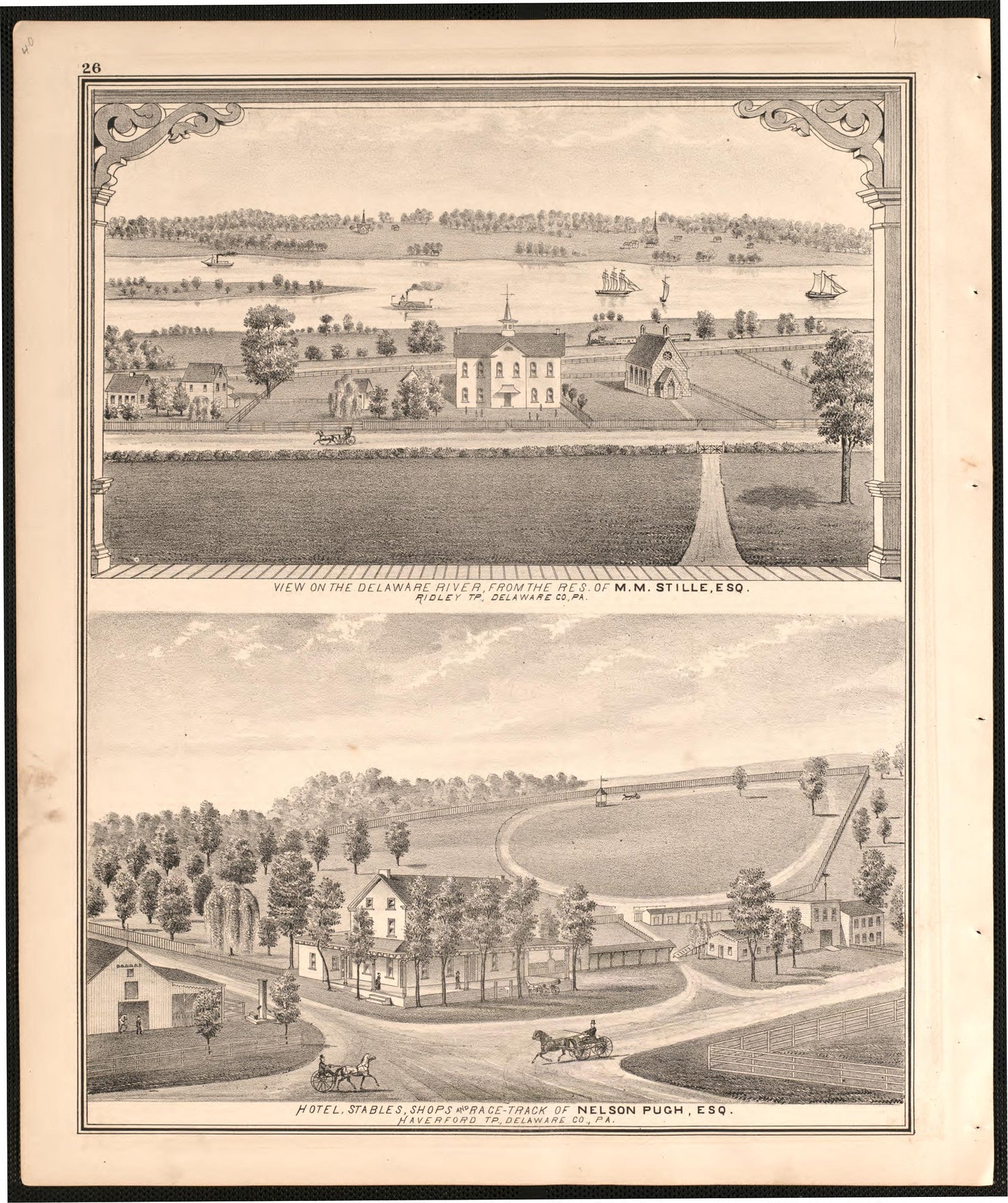 Illustrations of Stille/ Pugh from Combination Atlas Map of Delaware County, Pennsylvania 1875 by Relic Map Company