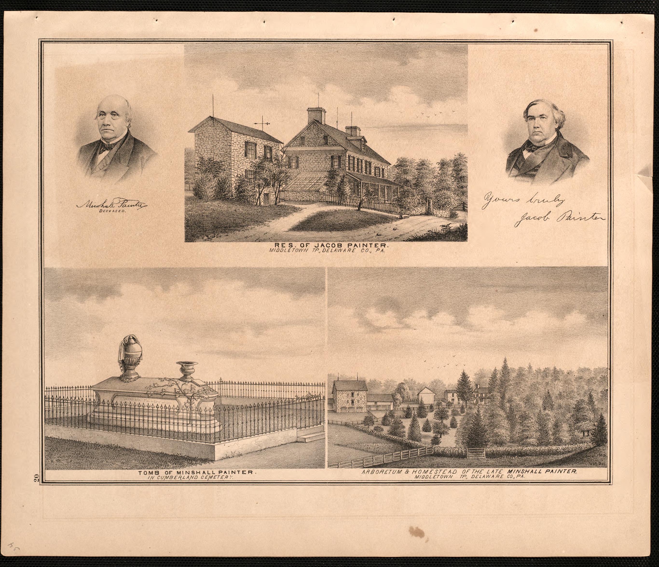 Illustrations of Palmer Residence from Combination Atlas Map of Delaware County, Pennsylvania 1875 by Relic Map Company
