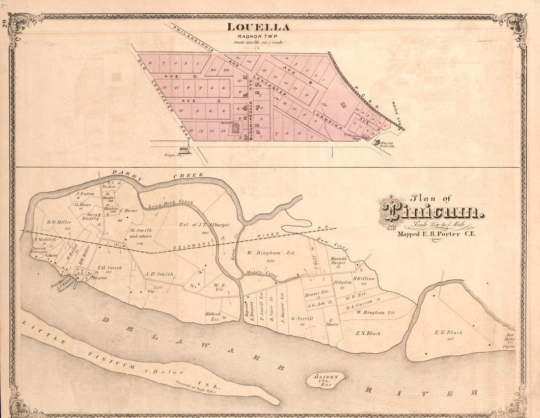 Map of Louella Township from Combination Atlas Map of Delaware County, Pennsylvania 1875 by Relic Map Company