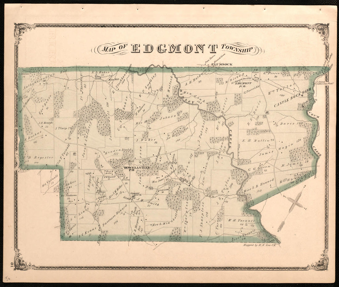 Map of Edgmont Township from Combination Atlas Map of Delaware County, Pennsylvania 1875 by Relic Map Company