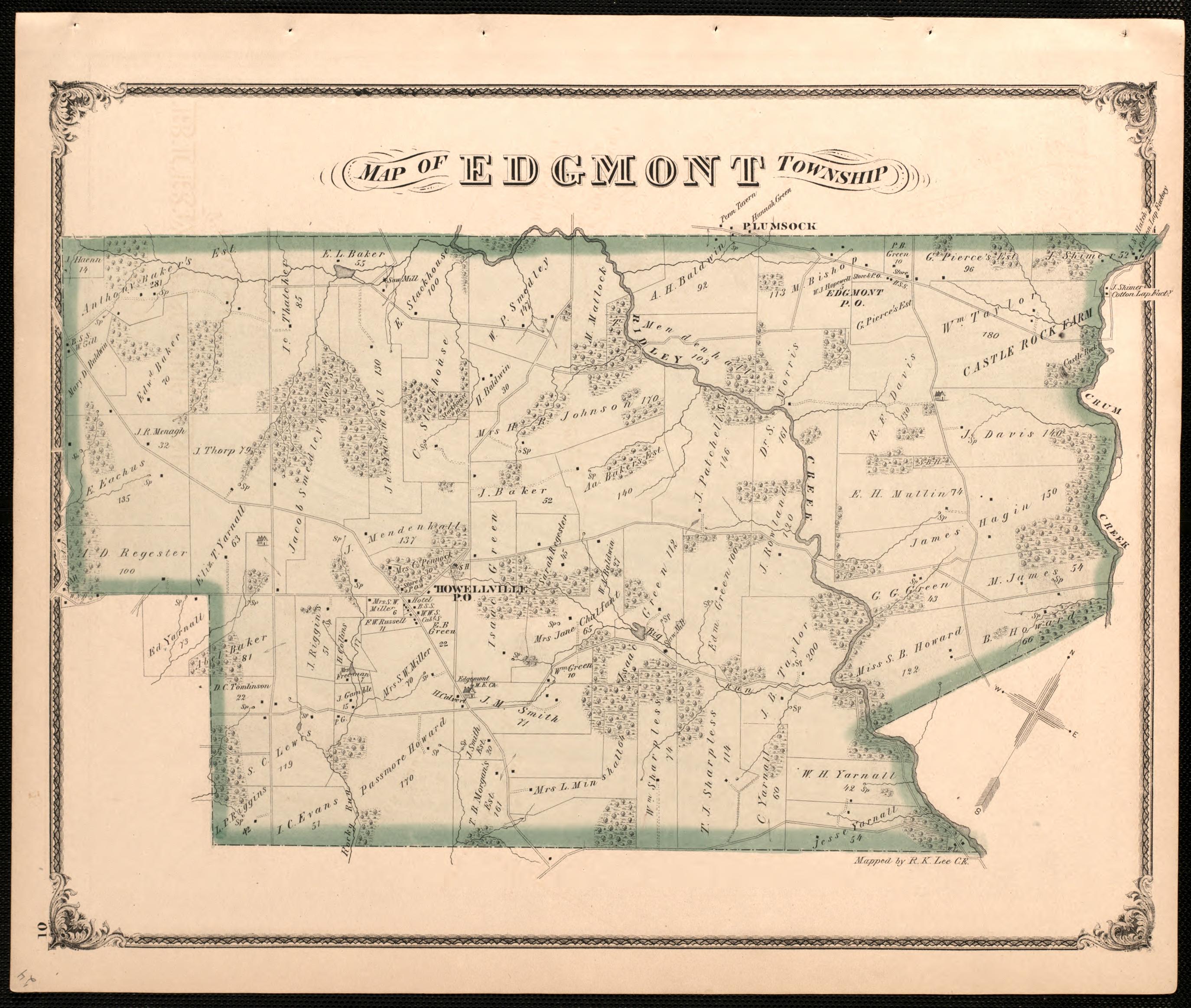 Map of Edgmont Township from Combination Atlas Map of Delaware County, Pennsylvania 1875 by Relic Map Company