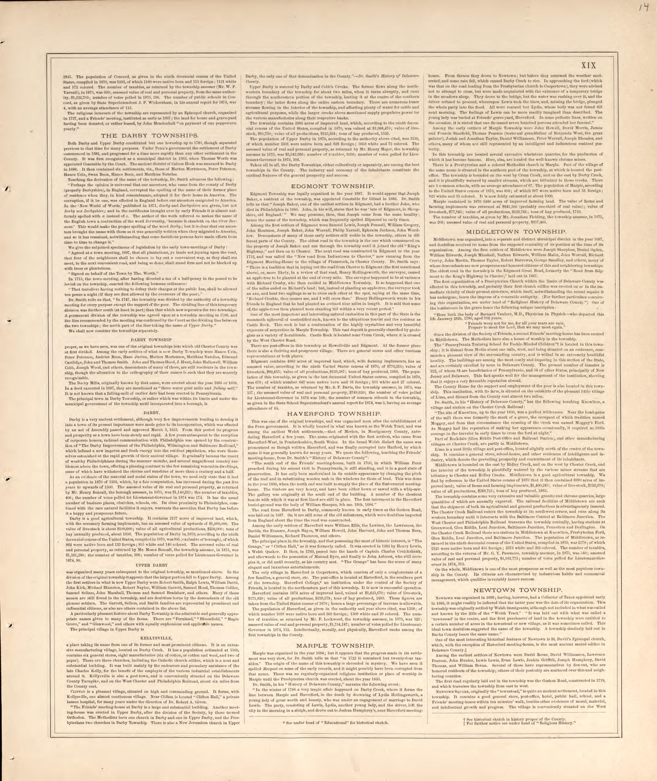 History of Delaware County, Pennsylvania, P. 7 from Combination Atlas Map of Delaware County, Pennsylvania 1875 by Relic Map Company