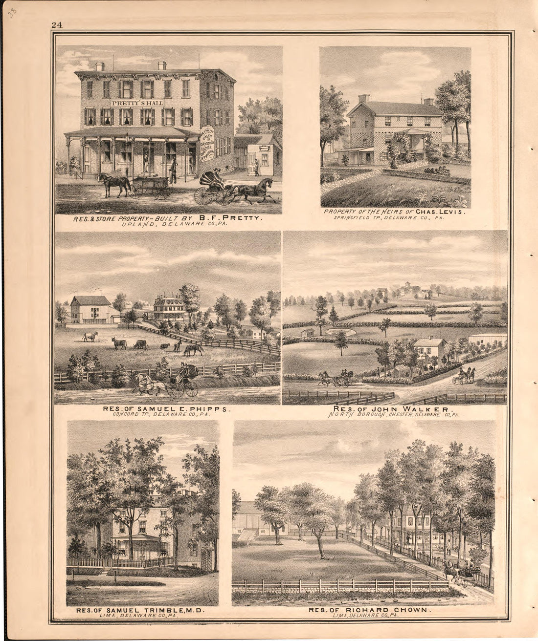 Illustrations from Combination Atlas Map of Delaware County, Pennsylvania 1875 by Relic Map Company