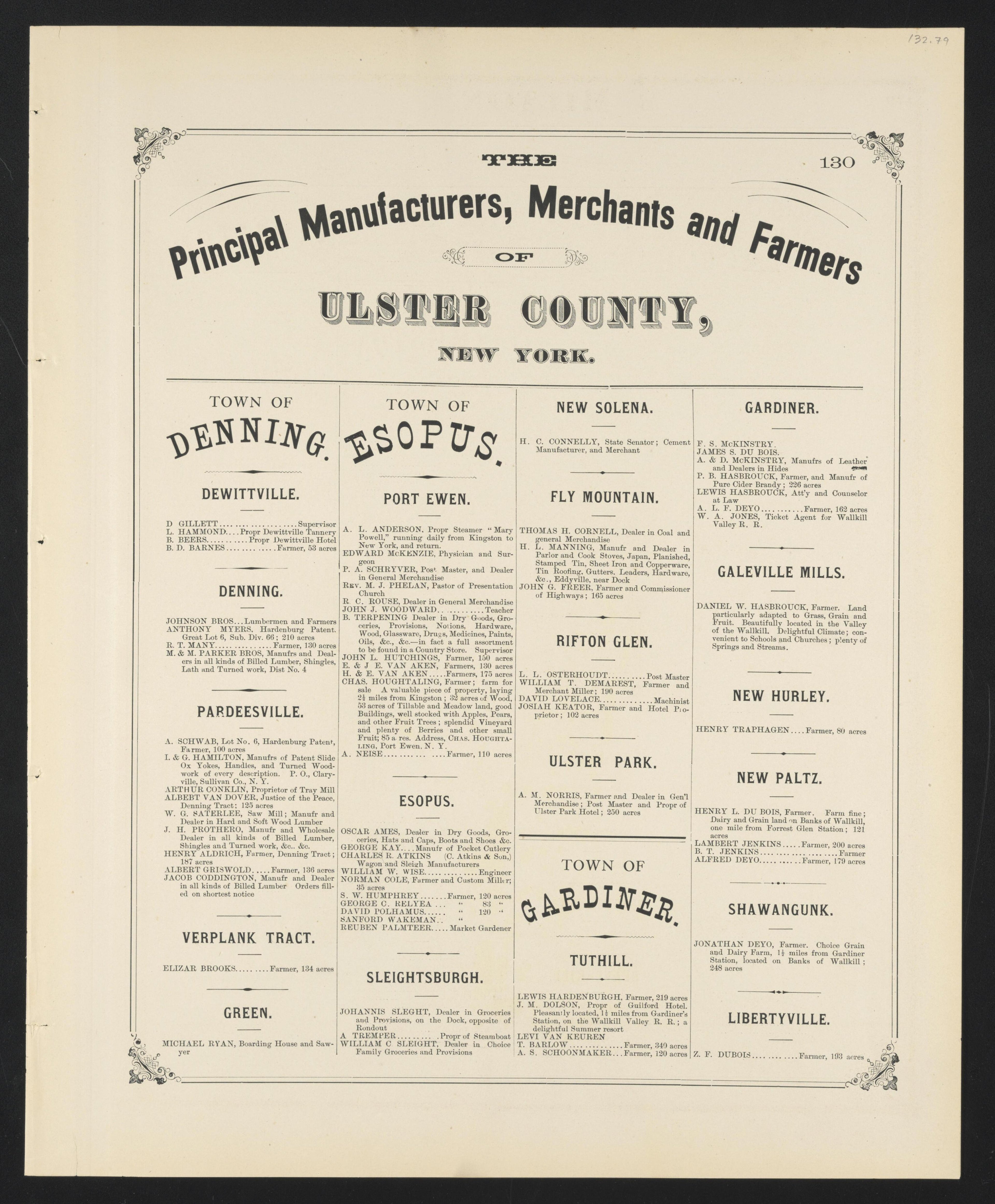 Image 89 of County Atlas of Ulster, New York from County Atlas of Ulster, New York : from Recent and Actual Surveys and Records 1875 by Relic Map Company