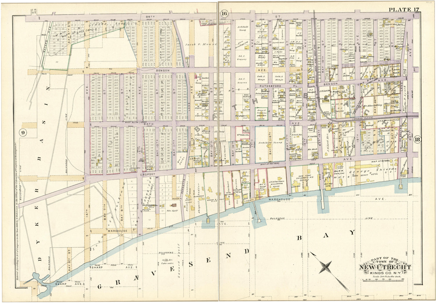 Plate 17 - Part of the Town of New Utrecht, Kings County, N.Y. from Robinson&