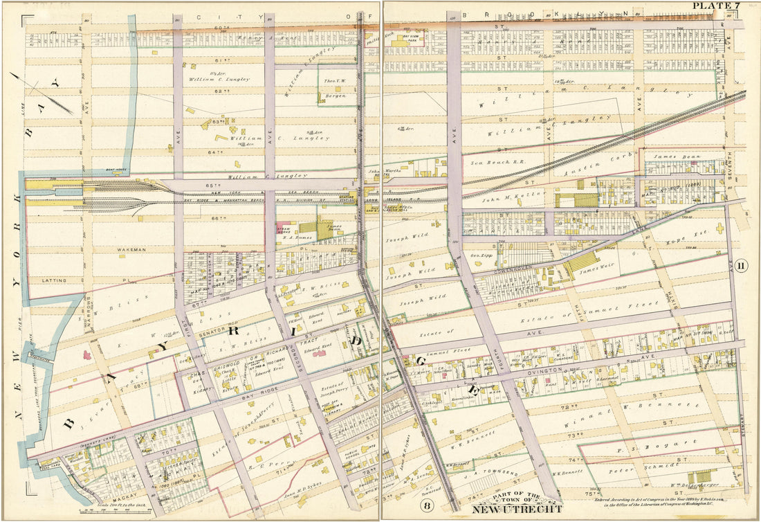 Plate 7 - Part of the Town of New Utrecht, Kings County, N.Y. from Robinson&