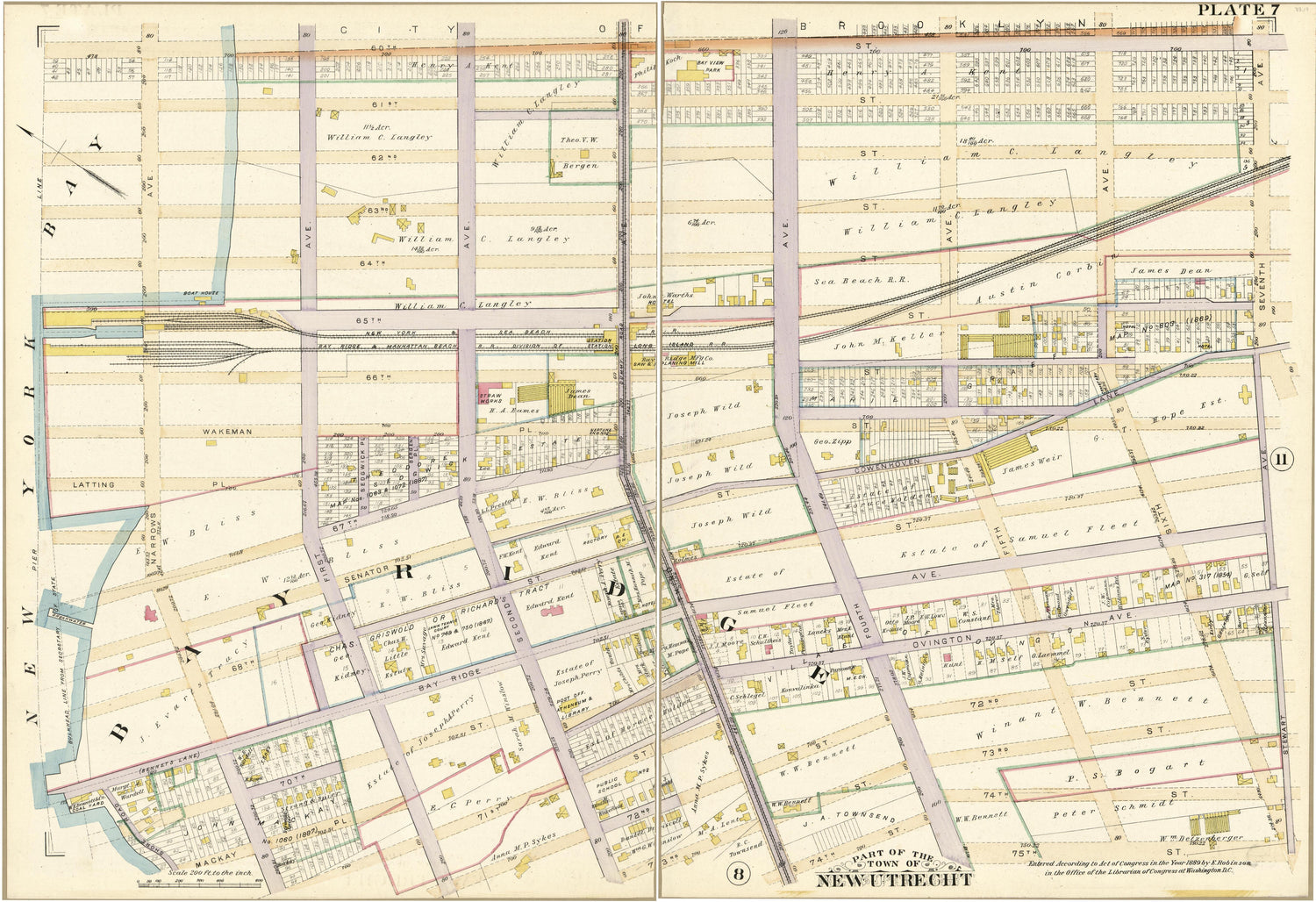 Plate 7 - Part of the Town of New Utrecht, Kings County, N.Y. from Robinson&