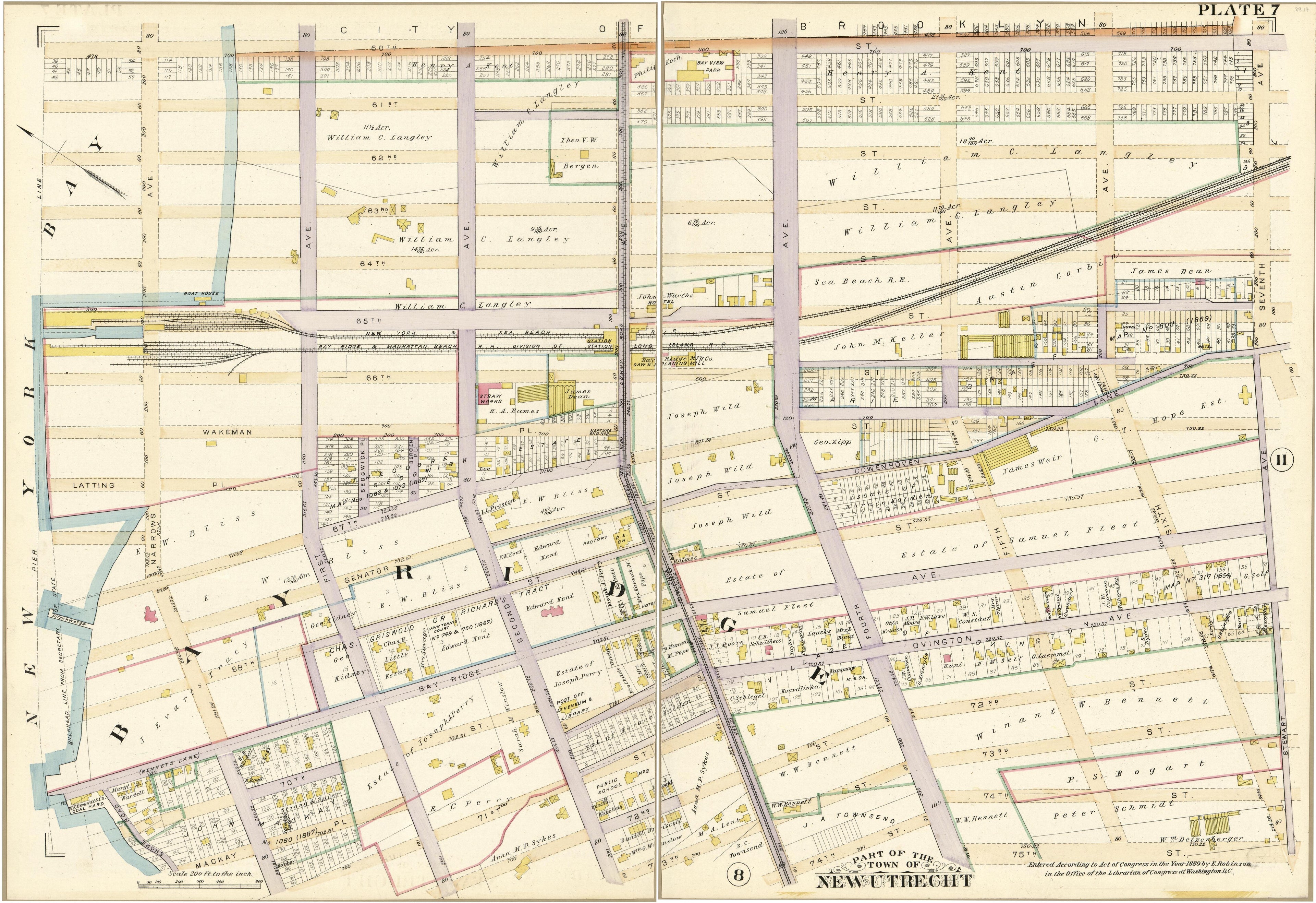 Plate 7 - Part of the Town of New Utrecht, Kings County, N.Y. from Robinson&