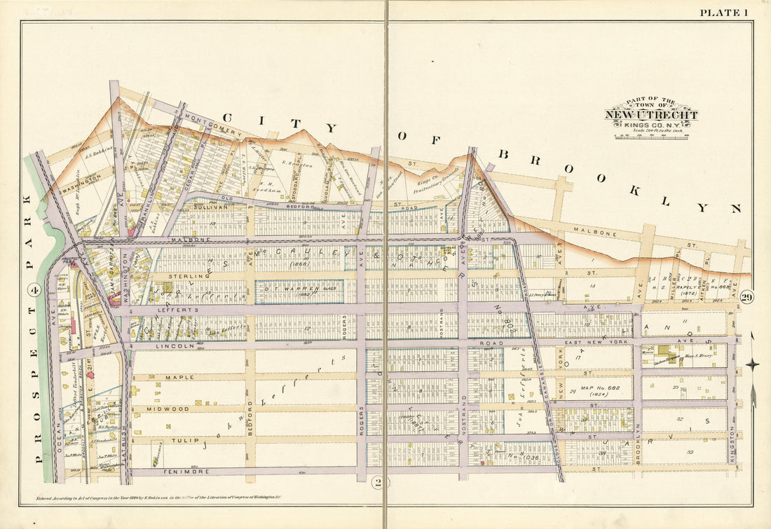 Plate 1 - Part of the Town of New Utrecht Kings County, N.Y. from Robinson&