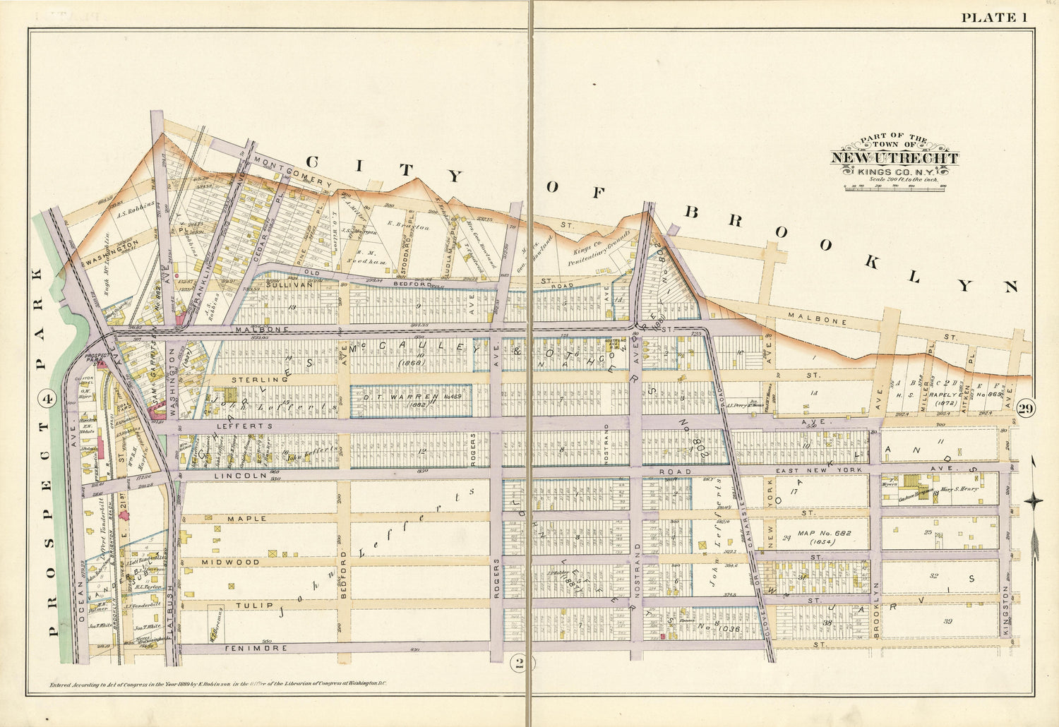 Plate 1 - Part of the Town of New Utrecht Kings County, N.Y. from Robinson&
