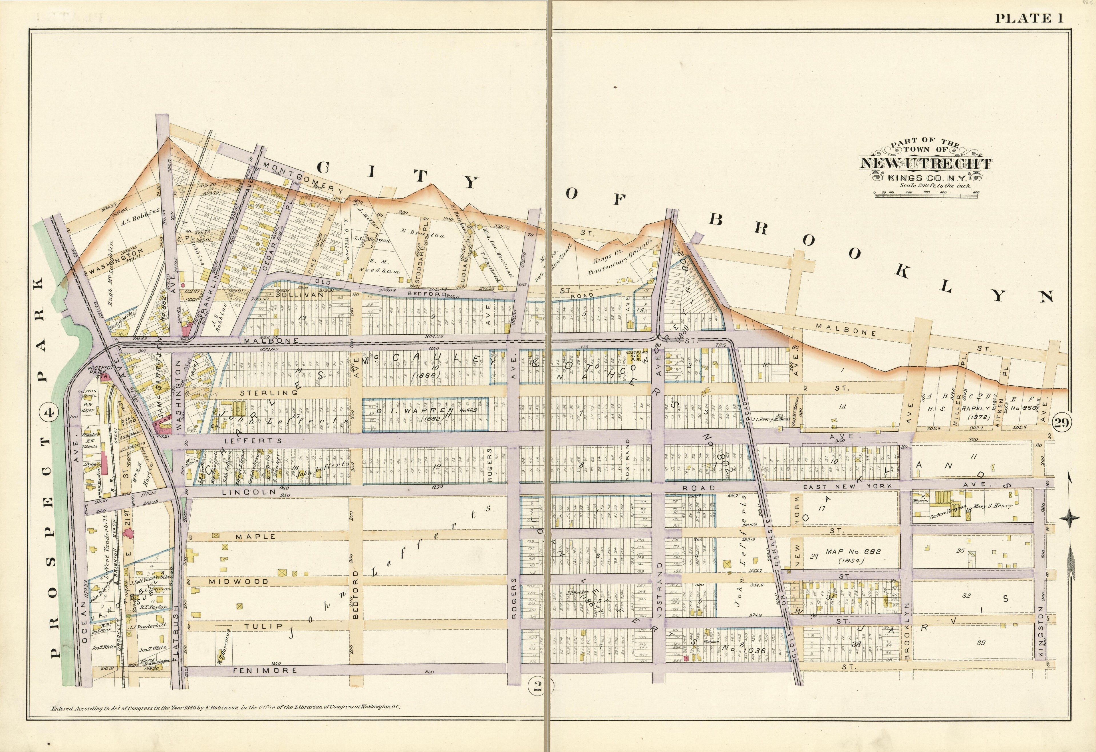 Plate 1 - Part of the Town of New Utrecht Kings County, N.Y. from Robinson&