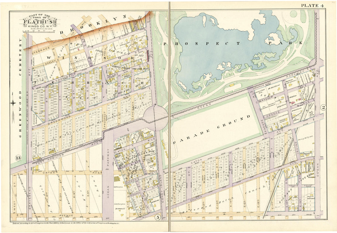 Plate 4 - Part of the Town of Flatbush Kings County, N.Y. from Robinson&