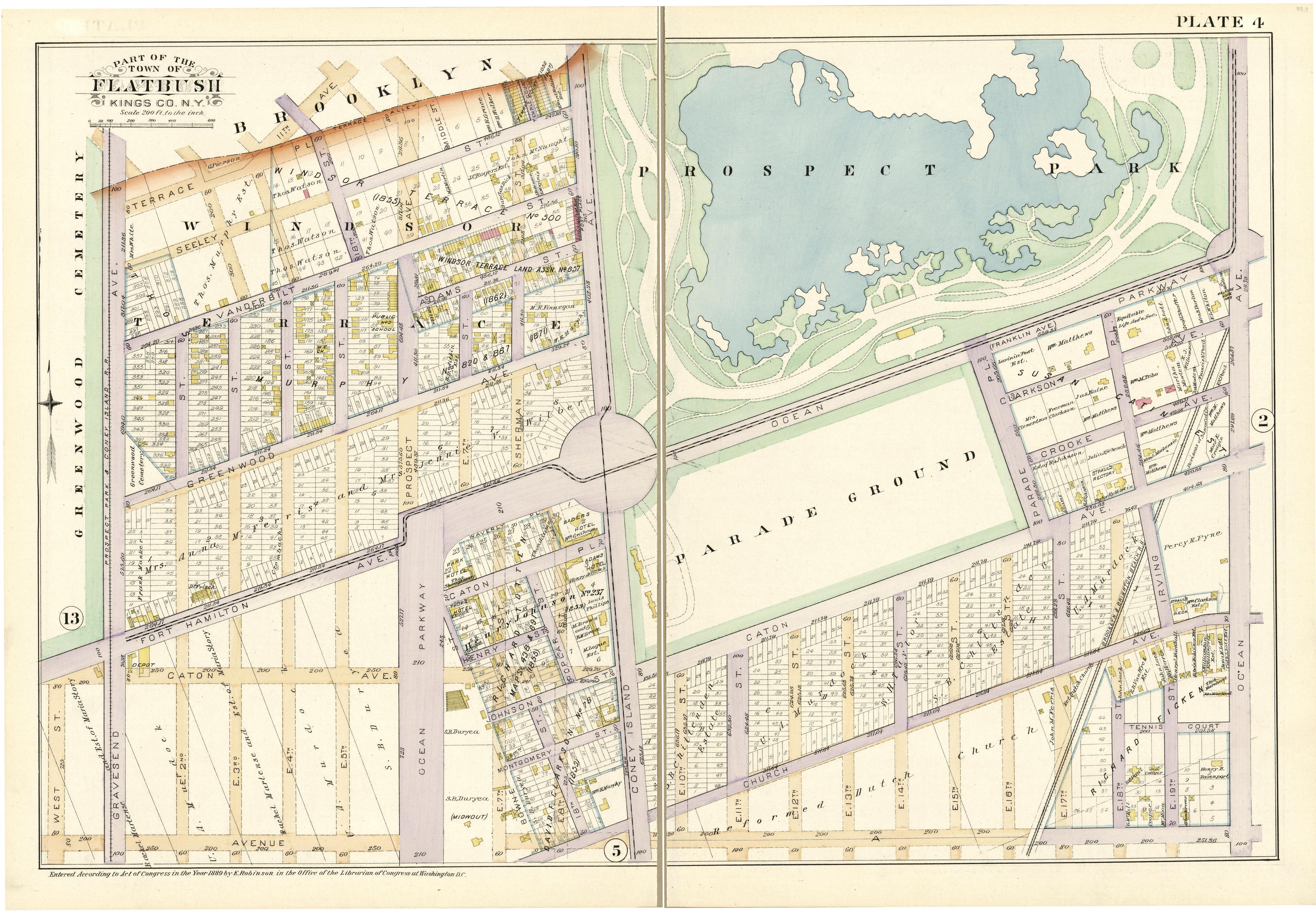 Plate 4 - Part of the Town of Flatbush Kings County, N.Y. from Robinson&
