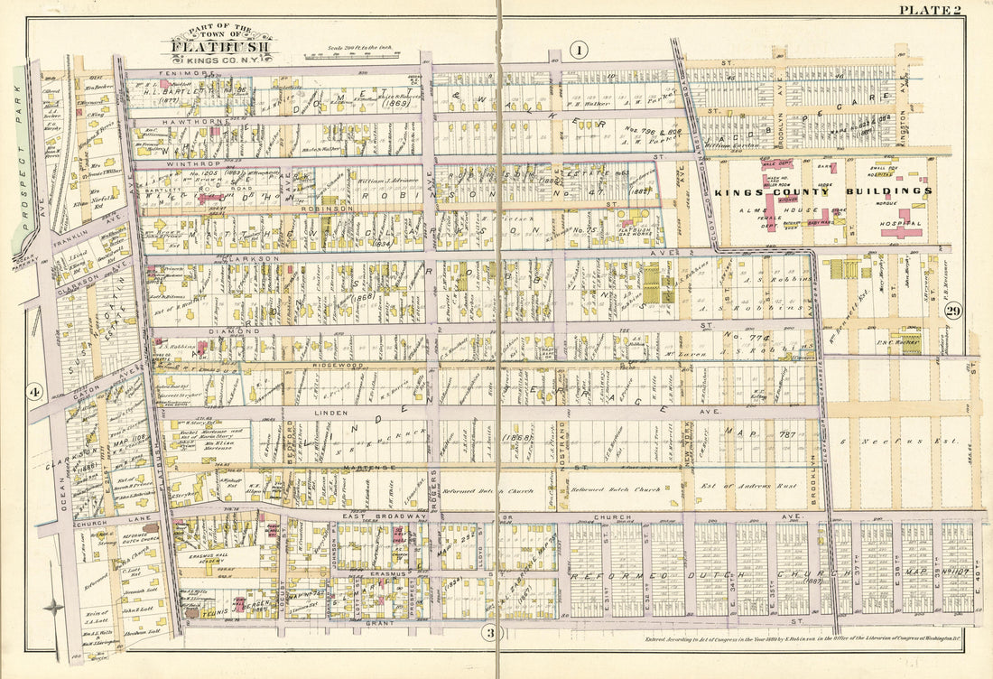 Plate 2 - Part of the Town of Flatbush Kings County, N.Y. from Robinson&
