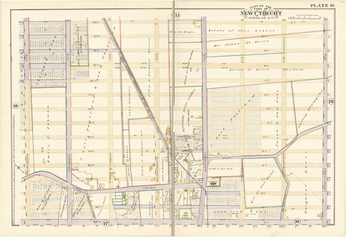 Plate 16 - Part of the Town of New Utrecht, Kings County, N.Y. from Robinson&