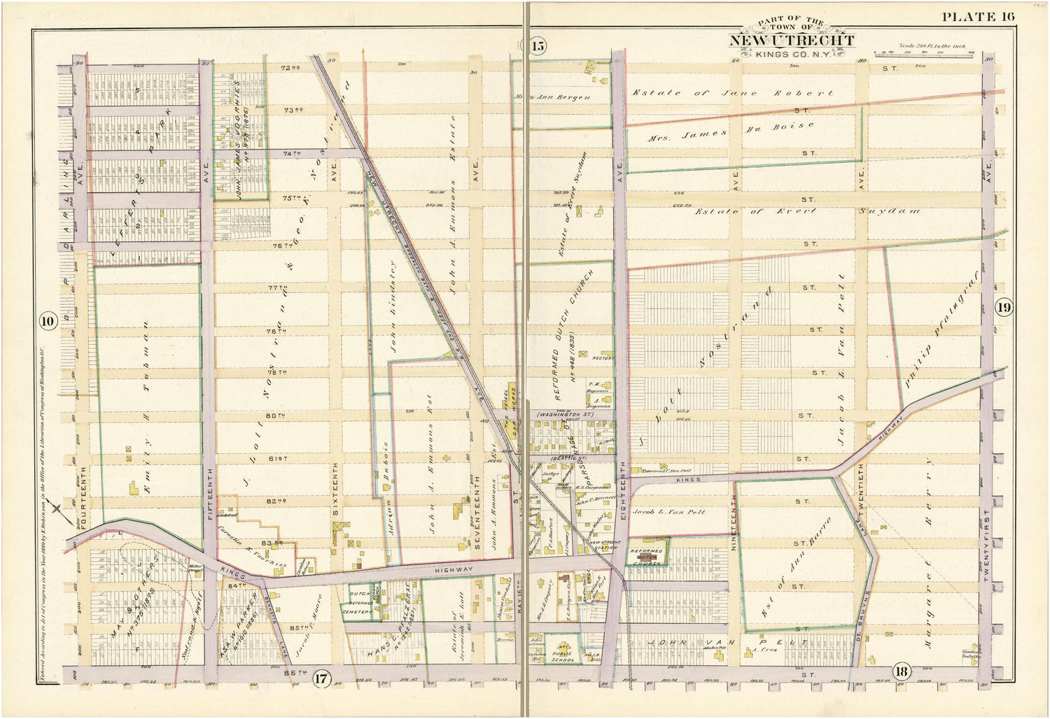 Plate 16 - Part of the Town of New Utrecht, Kings County, N.Y. from Robinson&